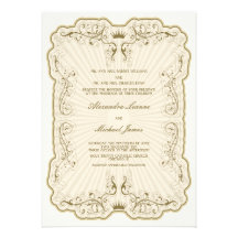 Invitations vintages de mariage d'élégance {or}