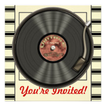 Invitations vintages de partie de disque vinyle