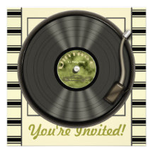 Invitations vintages de partie de disque vinyle