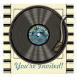 Invitations vintages de partie de disque vinyle