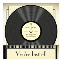 Invitations vintages de partie de disque vinyle de