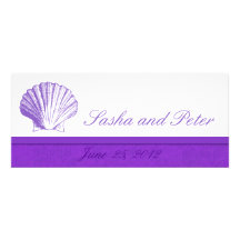 Invitations violettes de mariage de plage de Shell