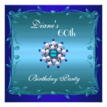 Invitez le soixantième floral bleu profond turquoi invitation