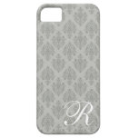 iPhone 5 Case Grey Damask Initial