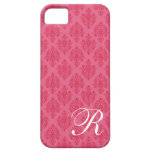 iPhone 5 Case Hot Pink Damask Initial