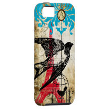 iPhone vintage de damassé de tour d'Effiel d'oisea Coques Case-Mate iPhone 5
