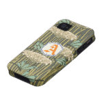 iPhone vintage de monogramme de roseau de libellul Coques iPhone 4/4S