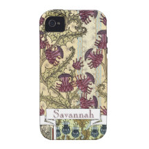 Iphone vintage personnalisé de motif de fleur de c coque Case-Mate iPhone 4