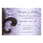 "iron fleur de lis" lilas épousant RSVP Cartons D'invitation
