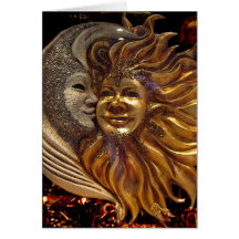 Italien Sun et masques de Carnaval de lune Carte De Vœux