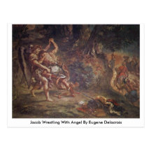 Jacob luttant avec l'ange par Eugene Delacroix Carte Postale