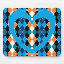 Jacquard avec le coeur bleu tapis de souris