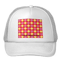 Jacquard rose jaune sur le rouge casquette de camionneur