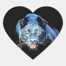 Jaguar - autocollant de coeur de panthère noire