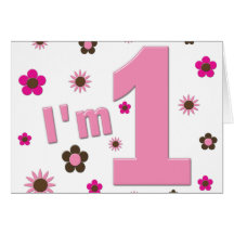 "J'ai 1ans rose et anniversaire de fleurs de Brown Carte De Vœux
