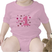 "J'ai 1ans rose et anniversaire de fleurs de Brown Barboteuse