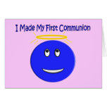 J'ai fait mon premier smiley de bleu de communion carte de vœux