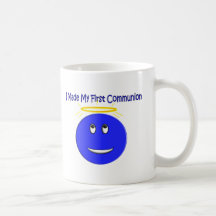 J'ai fait mon premier smiley de bleu de communion tasse à café