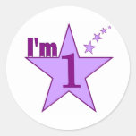 J'ai un ans (la ?ère fête d'anniversaire de fille) autocollant rond