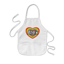 J'aime Alex, coeur d'arc-en-ciel Tablier