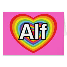 J'aime Alf, coeur d'arc-en-ciel Carte