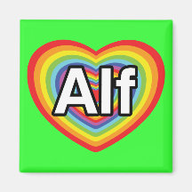 J'aime Alf, coeur d'arc-en-ciel Magnets Pour Réfrigérateur