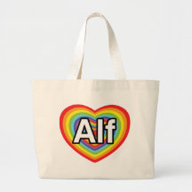 J'aime Alf, coeur d'arc-en-ciel Sac En Toile