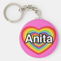J'aime Anita, coeur d'arc-en-ciel Porte-clefs