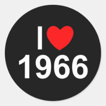 J'aime (coeur) 1966 autocollant rond