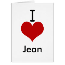 J'aime (coeur) Jean Cartes De Vœux