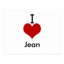 J'aime (coeur) Jean Cartes Postales