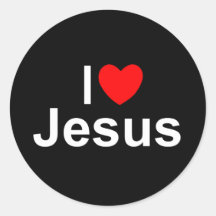 J'aime (coeur) Jésus Adhésifs Ronds