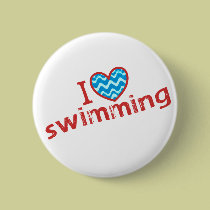 J'aime (coeur) la natation badges publicitaires