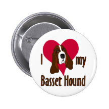 J'aime [coeur] mon Basset Hound Badge Avec Épingle