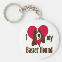 J'aime [coeur] mon Basset Hound Porte-clé