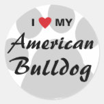 J'aime (coeur) mon bouledogue américain autocollant