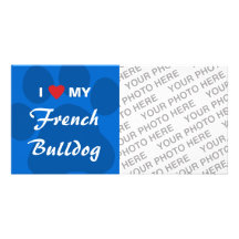 J'aime (coeur) mon bouledogue français Pawprint Photocarte