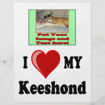 J'aime (coeur) mon chien de Keeshond Prospectus Personnalisés