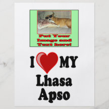 J'aime (coeur) mon chien de Lhasa Apso Tract Customisé