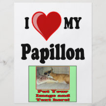 J'aime (coeur) mon chien de Papillon Prospectus Personnalisés