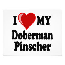 J'aime (coeur) mon chien de Pinscher de dobermann Invitation Personnalisée