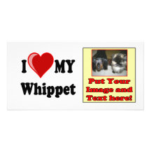J'aime (coeur) mon chien de whippet photocarte
