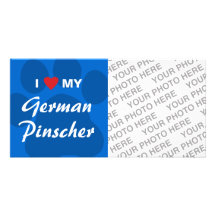 J'aime (coeur) mon Pinscher allemand Cartes De Vœux Avec Photo