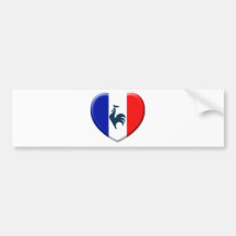 J'aime coq drapeau France Adhésif Pour Voiture