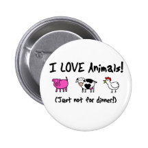J'aime des animaux végétariens badge avec épingle
