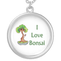 J'aime des bonsaïs dans le graphi vert d'arbre de  collier personnalisé