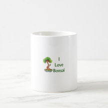J'aime des bonsaïs dans le graphi vert d'arbre de  tasse à café