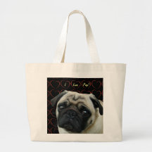 J'aime des carlins avec des coeurs sacs de toile