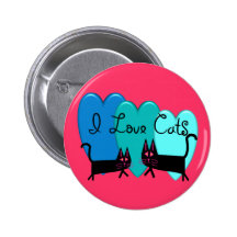 J'aime des chats--Cadeaux d'art de chat noir Badge