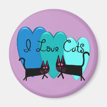 J'aime des chats--Cadeaux d'art de chat noir Aimant Pour Réfrigérateur